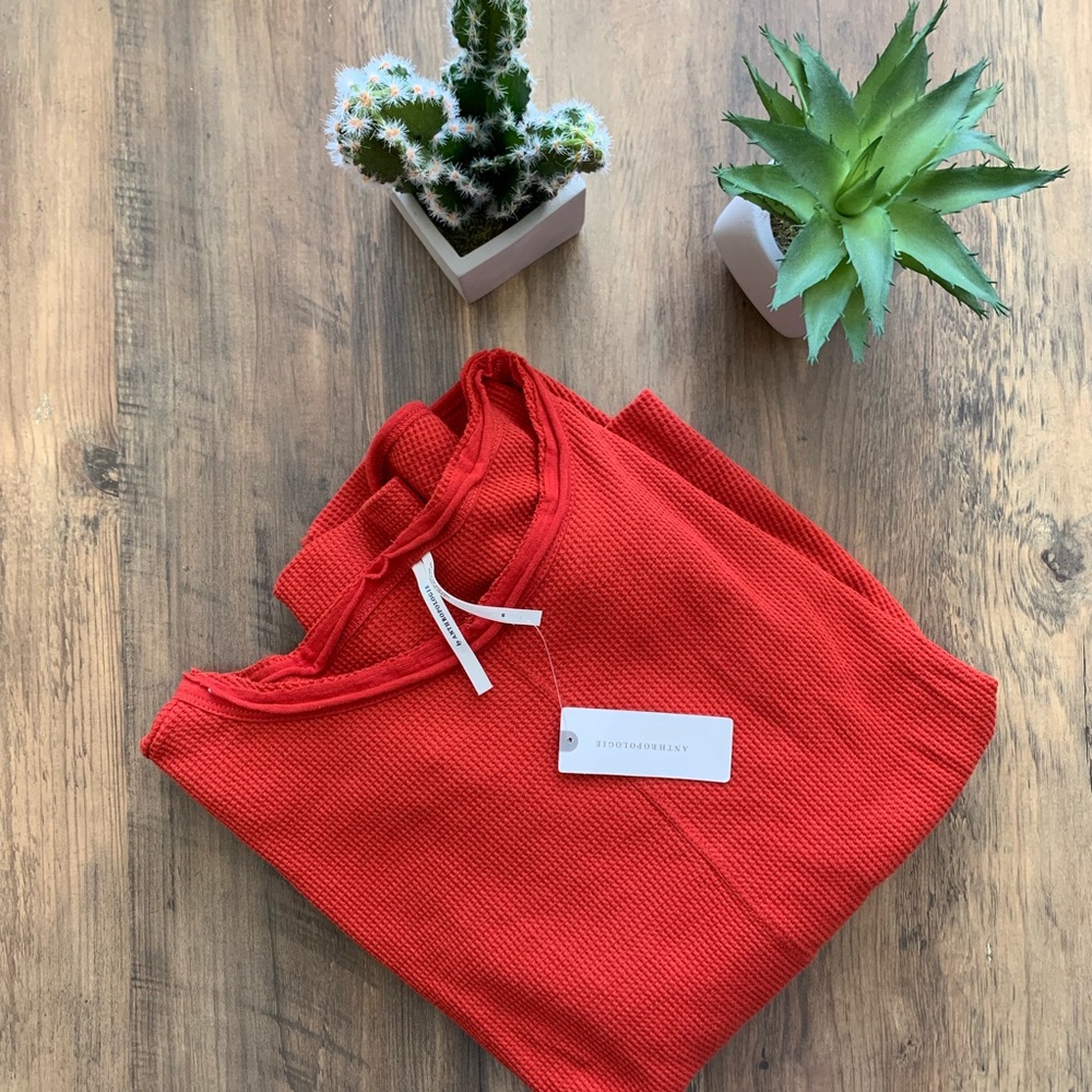 [NWT] Anthropologie long sleeve waffle shirt
